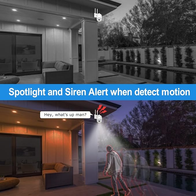 Security Camera Outdoor 2K 4MP, Hosafe WiFi Home Security System Video Surveillance IP Camera, Floodlight Motion Detection, Pan Tilt Auto Tracking, Two Way Audio, Color Night Vision, Waterproof