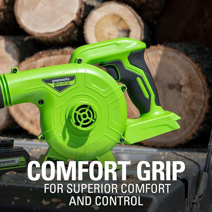 Greenworks 24V (90 MPH / 180 CFM / 125+ Compatible Tools) Cordless Shop Blower, 2.0Ah Battery and Charger Included
