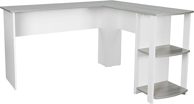 NicBex Laik-DW-00037-DX Desks, 53.5" W x 51.5" D x 29.75" H, White+Gray
