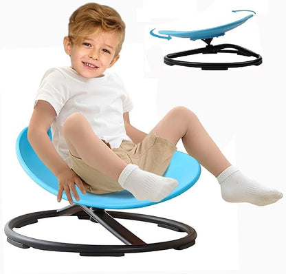 Sensory Spinning Chair for Kids, Autistic Childs Swivel Chair, Sit and Spin Toy, Training Body Coordination, Metal Base Non-Slip Indoor and Outdoor Activity Spins Toys (Round-Blue)