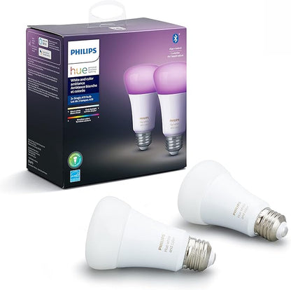 Philips Hue Gradient Signe Floor Lamp, Compatible with Alexa, Apple Homekit and Google Assistant & Smart 60W A19 LED Bulb - White and Color Ambiance Color-Changing Light - 2 Pack - 800LM