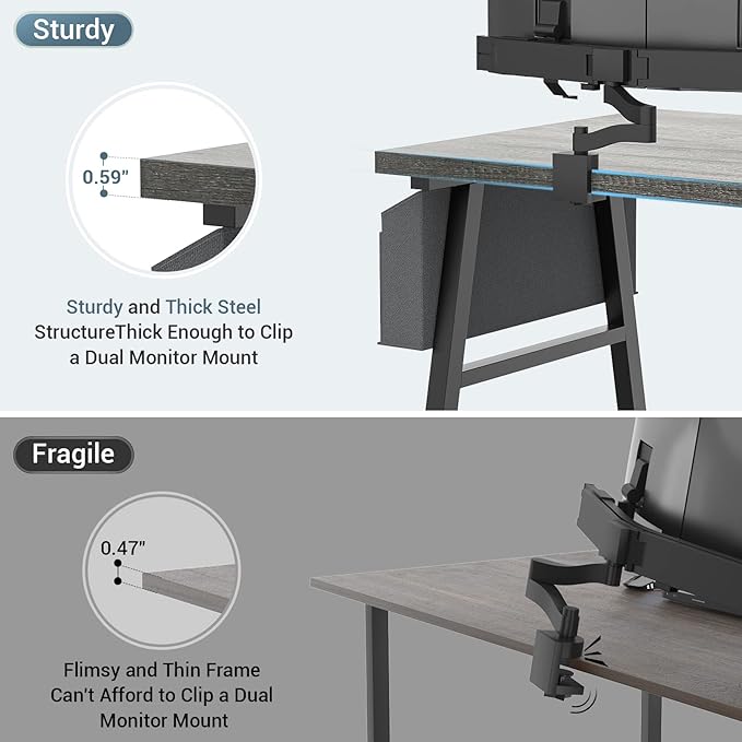 armocity Computer Desk with LED Lights, Reversible Desk with Power Outlet, 55'' Desk with Storage Shelves, Gaming Desk with Moveable Monitor Stand and Storage Bag for Home Office Workstation, Grey