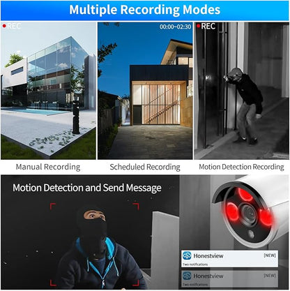 (90 Days Storage & Dual Antennas for WiFi Enhanced) AI Human Detected 2K 3.0MP Wireless Security Camera System,OOSSXX 10-Channel NVR HD Outdoor Home Surveillance WiFi Cameras Systems