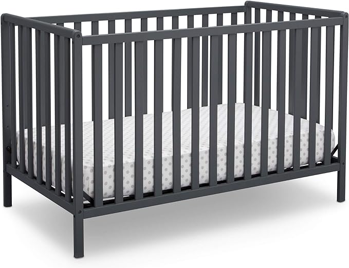 Delta Children Heartland 4-in-1 Convertible Crib - Greenguard Gold Certified, Charcoal Grey