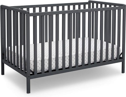 Delta Children Heartland 4-in-1 Convertible Crib - Greenguard Gold Certified, Charcoal Grey