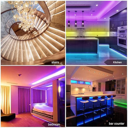 phopollo 65.6FT Led Lights for Bedroom, 5050 Color Changing Led Strip Lights with 44-Key Remote and 12v Power Supply, Led Lights Strip for Home Decoration.