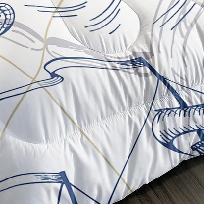 CVHOUSE Whale Comforter Set Queen Size,Ocean Theme Bedding Set for Kids,Whale Nautical Sailing Quilt Set Ocean Duvet Set Ocean Decor 3 Pieces