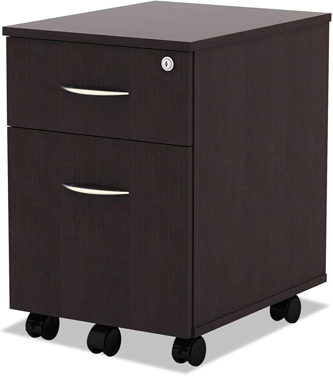 Alera ALEVABFES Valencia Series 15.88 in. x 19.13 in. x 22.88 in. Mobile Box/File Pedestal - Espresso