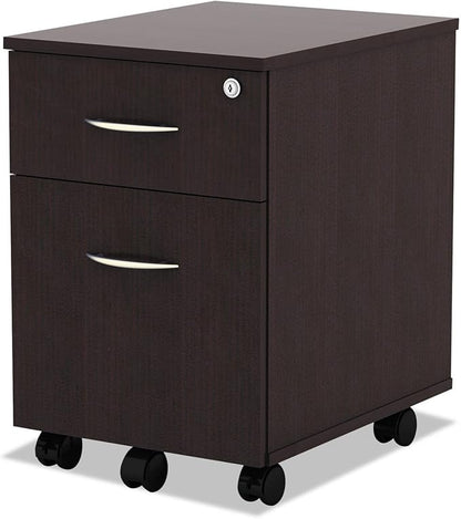 Alera ALEVABFES Valencia Series 15.88 in. x 19.13 in. x 22.88 in. Mobile Box/File Pedestal - Espresso