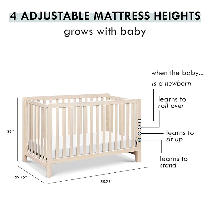 Carter's by DaVinci Colby 4-in-1 Low-Profile Convertible Crib in Washed Natural, Greenguard Gold Certified