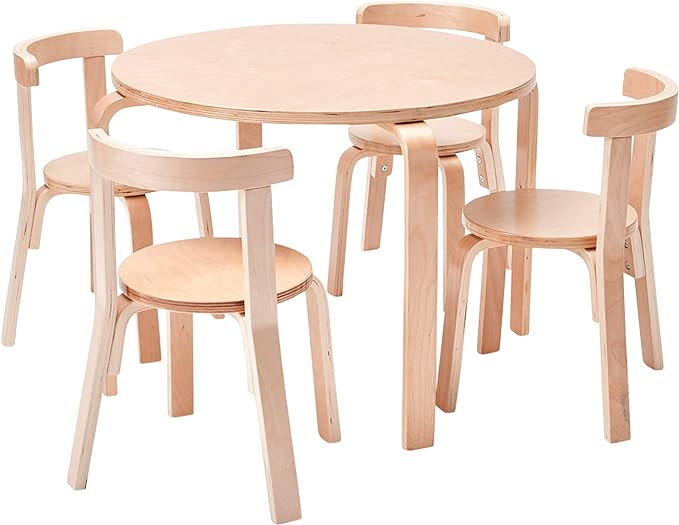 ECR4Kids ECRKids Seating, 5-Piece Table and Chairs Set, Natural