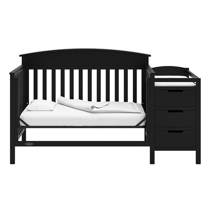 Graco Benton 4-in-1 Convertible Crib and Changer (Black) – GREENGUARD Gold Certified, Crib and Changing -Table Combo, Water-Resistant Changing Pad, Converts to Toddler Bed, Daybed & Full-Size Bed