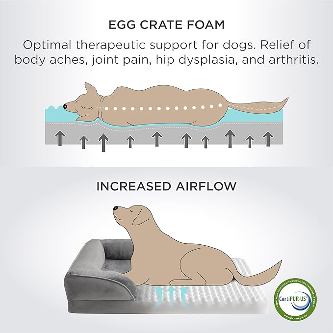 Bedsure Orthopedic Dog Bed for Medium Dogs - Waterproof Dog Sofa Beds Medium, Supportive Foam Pet Couch Bed with Removable Washable Cover, Waterproof Lining and Nonskid Bottom, Brown
