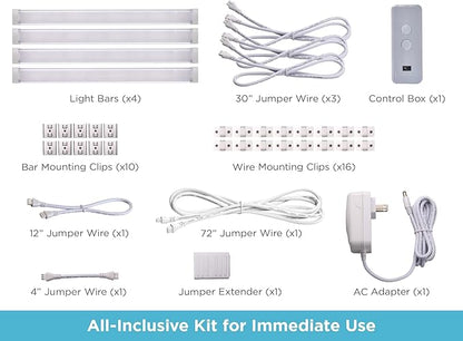 BLACK+DECKER Compatible with Alexa Smart LED Under Cabinet Lighting Kit, Motion Sensor, Dimmable , 3 Color Settings, For Kitchen, Cabinets and Closets, (4) 9" Bars, White, A Device