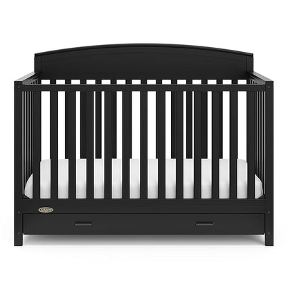 Graco Benton 5-in-1 Convertible Crib with Drawer (Black) - Converts from Baby Crib to Toddler Bed, Daybed and Full-Size Bed, Fits Standard Full-Size Crib Mattress, Adjustable Mattress Support Base