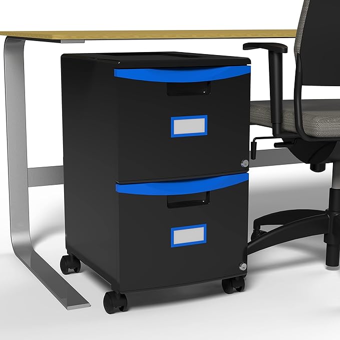 Storex 61314A01C File Cabinet, 1-Pack, Black/Blue