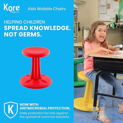 Kore Kids Preschool Wobble Chair - Flexible Seating Stool for Classroom, Preschool, Kindergarten & Elementary School - Age 4-5 yrs, Red (12in)