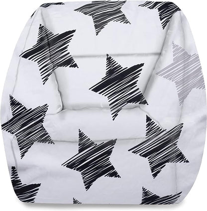 Posh Creations Structured Comfy Bean Bag Chair for Gaming, Reading, and Watching TV, Coronado Chair, Canvas - Sketchy Stars