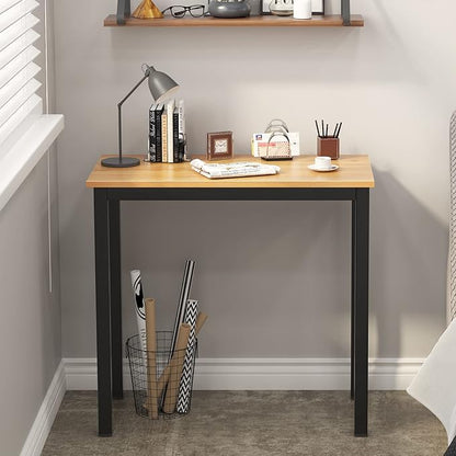 SogesGame Small Computer Desk, 31.5 inches Small Office Desk Computer Table Study Writing Desk Workstation for Home Office, Teak Black