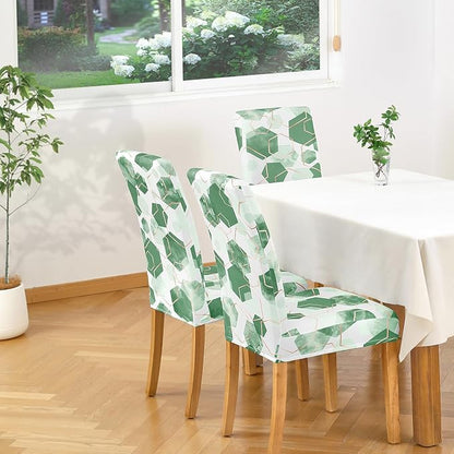 Gibelle Dining Room Chair Covers Set of 4, Soft Stretch Kitchen Chair Covers Slipcover Protector, Removable Washable Geometric Parson Chair Covers 4 Pack, Dark Cyan