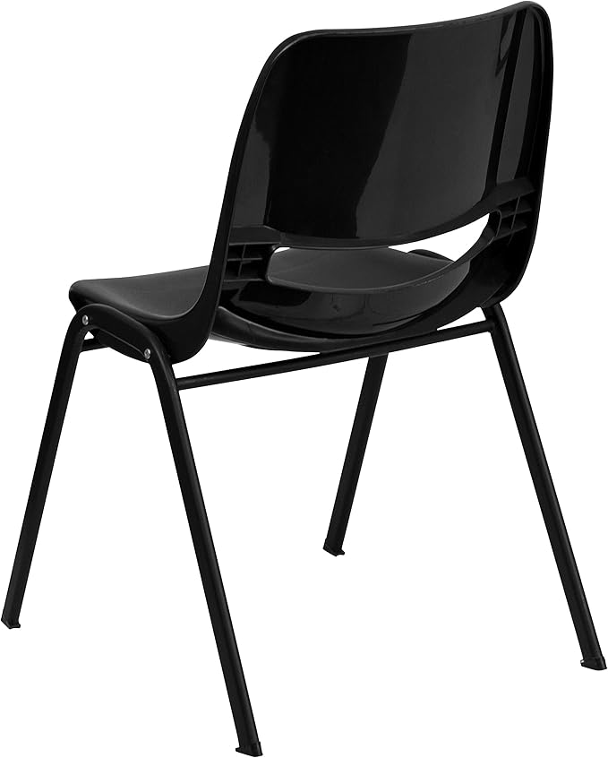 Flash Furniture 5 Pack HERCULES Series 440 lb. Capacity Kid's Black Ergonomic Shell Stack Chair with Black Frame and 12" Seat Height