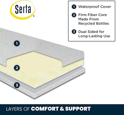 Simmons Kids SlumberTime Paloma 4-in-1 Convertible Crib, Rustic Grey + Serta Perfect Slumber Dual Sided Recycled Fiber Core Crib and Toddler Mattress (Bundle)