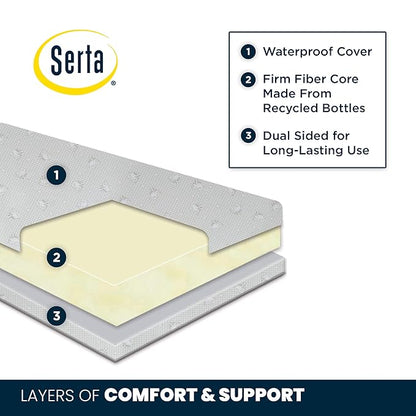Delta Children Abby Convertible Crib 'N' Changer, Dark Chocolate + Serta Perfect Slumber Dual Sided Recycled Fiber Core Crib and Toddler Mattress (Bundle)
