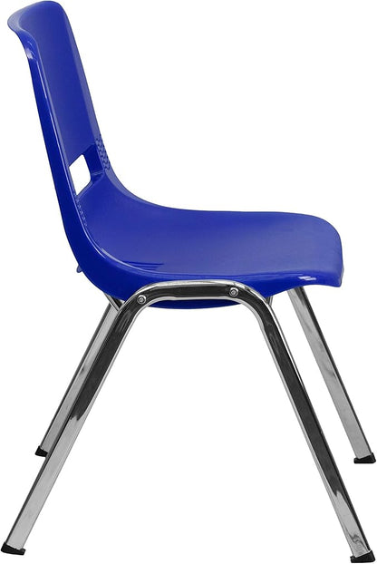 Flash Furniture HERCULES Series 661 lb. Capacity Navy Ergonomic Shell Stack Chair with Chrome Frame and 16'' Seat Height
