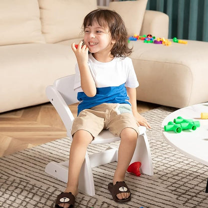 HOUCHCIS Toddler Chair, Wooden Toddler Chair for Kids, Adjustable Kids Chairs for Toddlers, Toddler Chairs and Small Chair, Kids Chair (White)