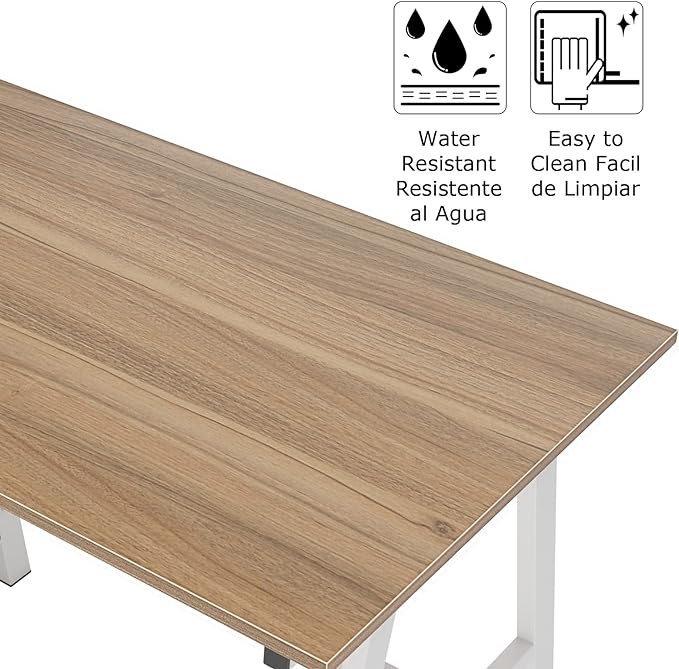 sogesfurniture 47 inches Writing Computer Desk, Trestle Desk Study Desk, Laptop PC Desk, Workstation with Storage Shelf, Home Office Desk Sturdy Table Study Table,Oak BHUS-CS-Tplus-120OK