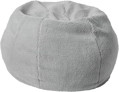 Flash Furniture Dillon Sherpa Bean Bag Chair, Classic Refillable Bean Bag Chair for Kids and Teens, Small, Gray