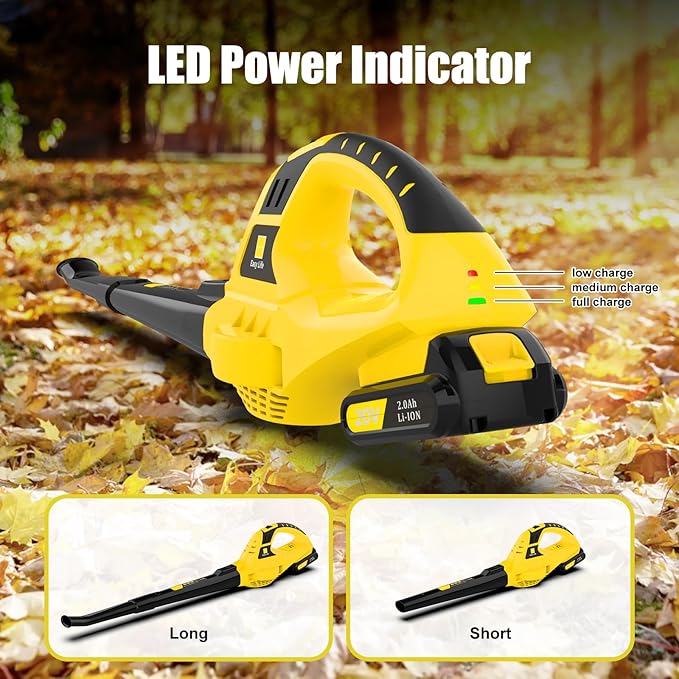 Leaf Blower Cordless,21V Handheld Electric Leaf Blower with Battery and Charger, 2 Speed Mode, Lightweight Battery Powered Leaf Blowers for Lawn Care,Patio, Yard, Sidewalk,Snow Blowing
