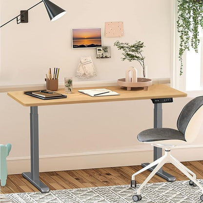 AIMEZ0 Dual Motor Electric Sit Stand Desk Standing Desk Frame Adjustable Height 27.4-45.6 inches DIY Motorized Computer Desk for Home and Office Gray (Frame Only)