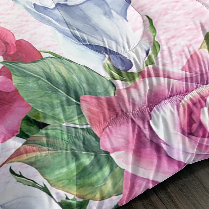 Butterfly Comforter Set for Girls Kids Adults Butterfly Rose Bedding Set Aesthetics Butterflies Quilt Duvet Set Full Size with 1 Comforter and 2 Pillowcases