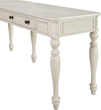 OSP Home Furnishings Country Meadows L-Shape Desk with 2 Full Drawers and Power Hub, Antique White