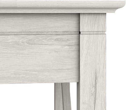 Bush Furniture Key West 60W L Shaped Desk with 2 Drawer Mobile File Cabinet in Linen White Oak