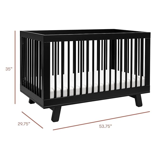 Babyletto Hudson 3-in-1 Convertible Crib with Toddler Bed Conversion Kit in Black, Greenguard Gold Certified