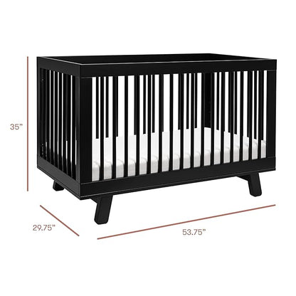 Babyletto Hudson 3-in-1 Convertible Crib with Toddler Bed Conversion Kit in Black, Greenguard Gold Certified
