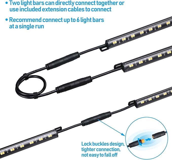 TORCHSTAR LED Safe Lighting Kit 5CCT, Dimmable (6) 12 Inch Linkable Light Bars, 3000K/3500K/4000K/4500K/5000K Selectable, 900LM Safe Light Kit for Under Cabinet Gun Safe Closet, UL Power Adapter