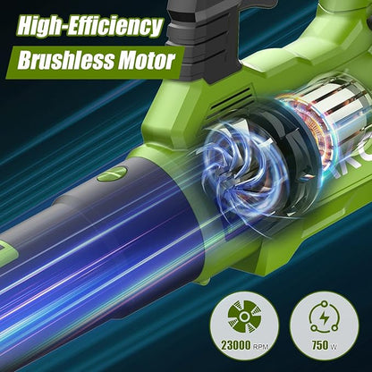Cordless Leaf Blower - 105 MPH/530CFM, 40V Brushless Electric Leaf Blower with Turbine Fan Technology, 2X 5.0Ah Batteries and Charger with Shoulder Strap for Lawn Care, Yard, Garage Cleaning