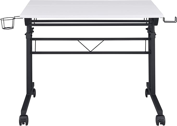 NicBex Laik-DW-00049-DX Desks, 35.25" W x 25" D x 28" H, White+Black