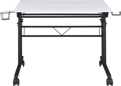 NicBex Laik-DW-00049-DX Desks, 35.25" W x 25" D x 28" H, White+Black