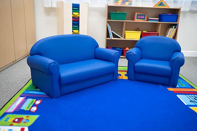 Children's Factory As We Grow Chair and Couch, Blue, CF805-309, Flexible Classroom Seating, Toddler Nursery Décor, Kids Playroom or Daycare Furniture