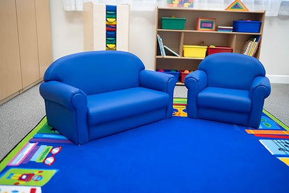 Children's Factory As We Grow Chair and Couch, Blue, CF805-309, Flexible Classroom Seating, Toddler Nursery Décor, Kids Playroom or Daycare Furniture