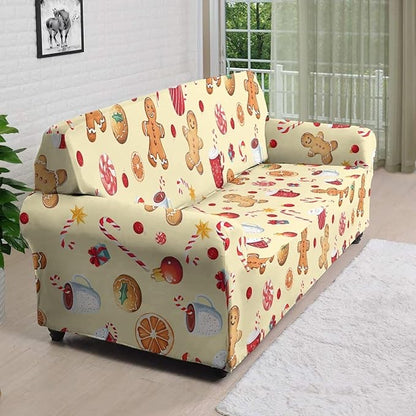 FKELYI Cute Christmas Sofa Couch Cover with Elastic Bottom Stretch Furniture Protector for Indoor Easy Going Stretch Sofa Slipcovers XL