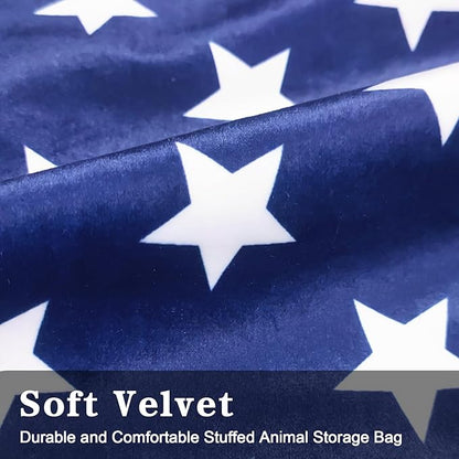 Jorbest Stuffed Animal Storage Bean Bag Chair for Kids and Adults, Stuffed Animal Bean Bag Storage, Luxury Velvet Soft Bean Bag Cover Only (Navy with White Stars 200L/52 Gal)