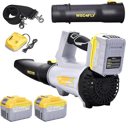 500 CFM Cordless Leaf Blower, 2 x 21V 6.0Ah Battery and Charger, Electric Leaf Blowers for Patio Cleaning, Lawn Care, Blowing Leaves and Snow