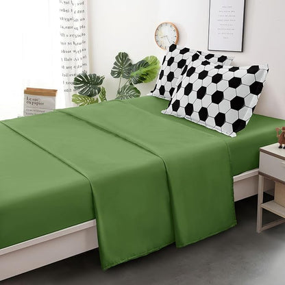 Soccer Comforter Set Twin for Boys Girls, 4 Pieces Soccer Bedding Twin Bed in a Bag Set with Sheets, Black and White Bed Sets for Teenage