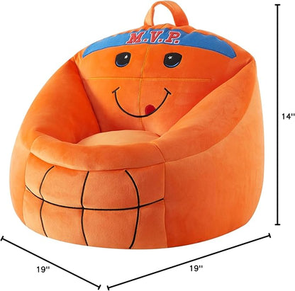 Heritage Kids Micromink Squishy Bean Bag Chair for Kids Ages 3+, Basketball