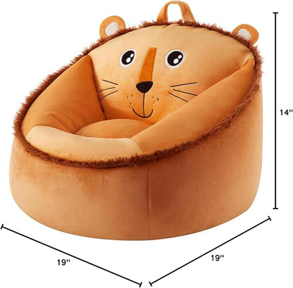 Heritage Kids Micromink Squishy Bean Bag Chair for Kids Ages 3+, Figural Lion
